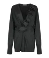 Alberta Ferretti Alberta Ferreti Sweater In Merino Wool With Floral Embroidery In Black