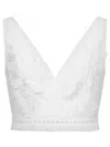 Alberta Ferretti Eyelet Embroidered Sleeveless Crop Top In White