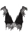 Alberta Ferretti Floral-embroidered Top In 黑色
