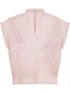 Alberta Ferretti Floral-embroidered Top In Pink