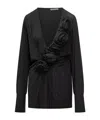 Alberta Ferretti Alberta Ferreti Sweater In Merino Wool With Floral Embroidery In Black