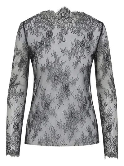 ALBERTA FERRETTI FLORAL-LACE LONG-SLEEVE TOP