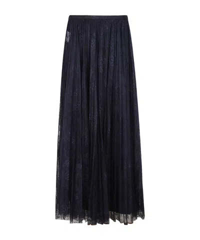 Alberta Ferretti Floral Lace Maxi Skirt In Black