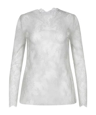 Alberta Ferretti Floral Lace Top In White