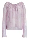 Alberta Ferretti Floral Long-sleeve Blouse In Purple
