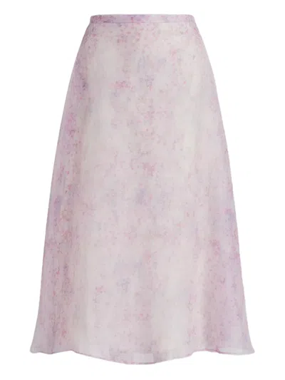 Alberta Ferretti Floral Midi Skirt In Purple