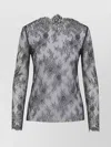 Alberta Ferretti Floral Pattern Lace Ls T-shirt