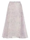 Alberta Ferretti Organza Midi Skirt Floral Pattern In Neutral