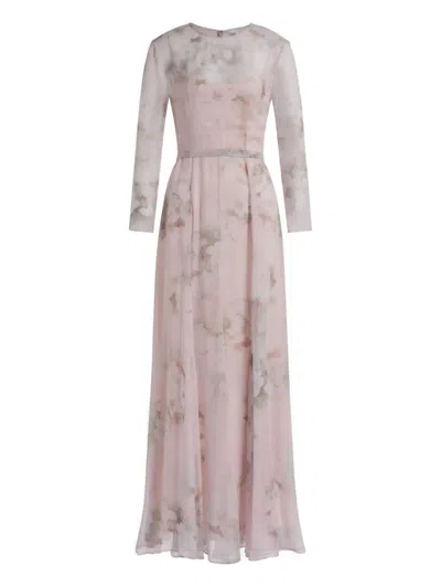 Alberta Ferretti Floral-print Belted Maxi Dress In Pink