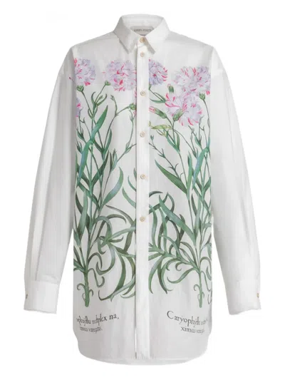 Alberta Ferretti Floral-print Buttoned Shirt In White