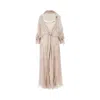 Alberta Ferretti Floral Print Chiffon Midi Dress In Brown