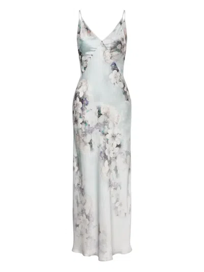 Alberta Ferretti Floral-print Dress In Gray