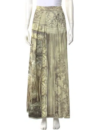 Pre-owned Alberta Ferretti Floral Print Long Skirt In Green