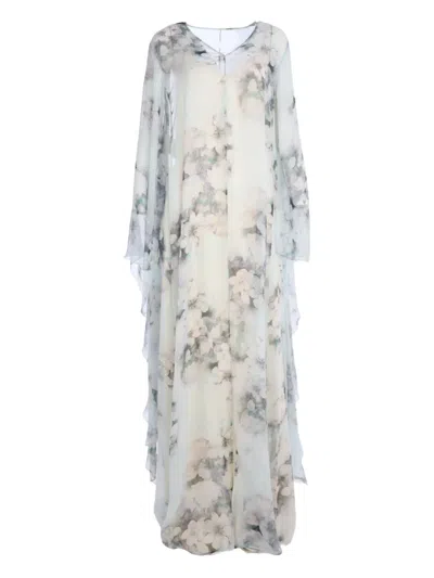 Alberta Ferretti Floral-print Maxi Dress In White