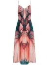 Alberta Ferretti Floral-print Midi Dress In Pink