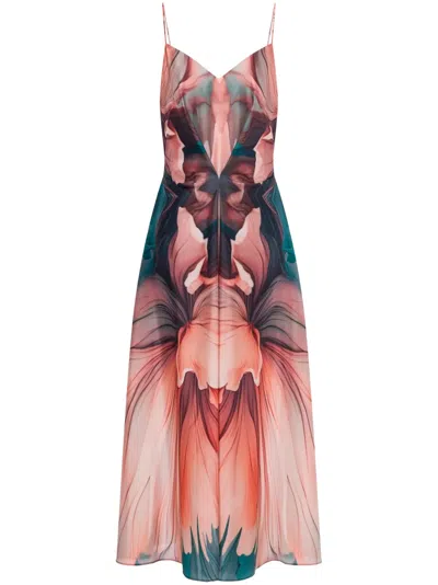 Alberta Ferretti Floral-print Midi Dress In Multicolor