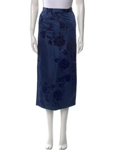 Pre-owned Alberta Ferretti Floral Print Midi Length Skirt In Blue