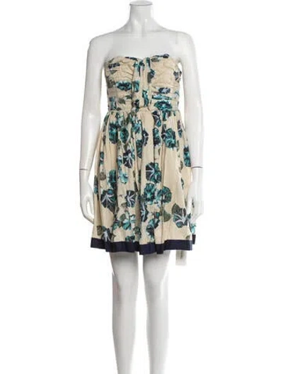 Pre-owned Alberta Ferretti Floral Print Mini Dress In Multicolor