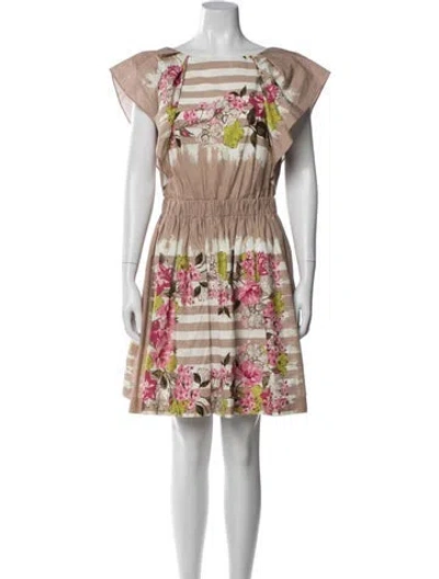 Pre-owned Alberta Ferretti Floral Print Mini Dress In Neutral