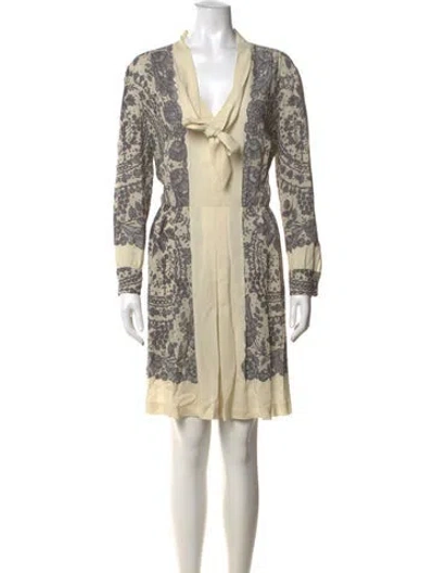 Pre-owned Alberta Ferretti Floral Print Mini Dress In Neutrals