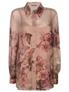 Alberta Ferretti Tattoo-print Silk Shirt In Rosa
