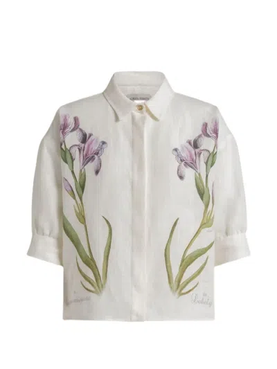 Alberta Ferretti Floral-print Shirts In White