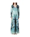 Alberta Ferretti Floral Printed Pleated Midi Dress In Green