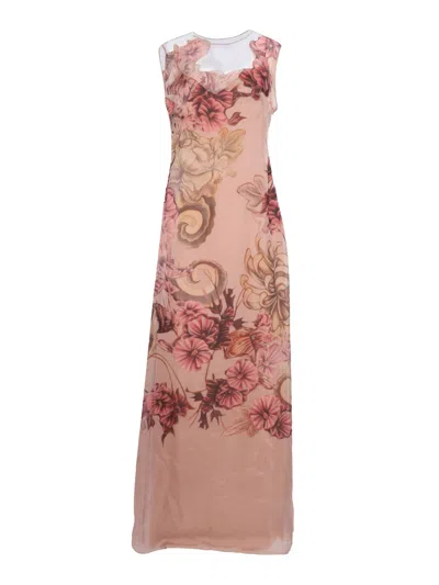 Alberta Ferretti Floral-print Sleeveless Chiffon Maxi Dress In Fantasy Print Pink