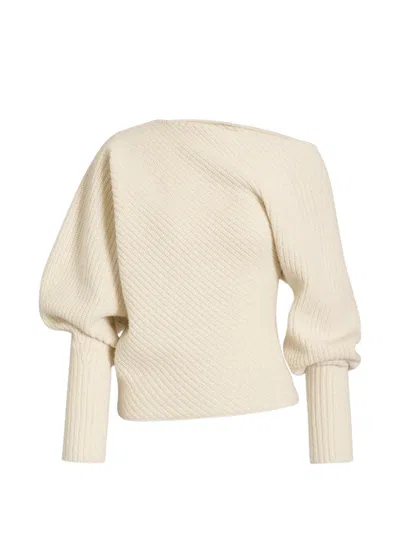 Alberta Ferretti Floral-appliqué Puff-sleeve Sweater In White