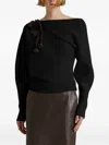 Alberta Ferretti Gerippter Strickpullover Mit Blumenapplikation In Black