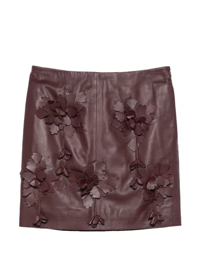 Alberta Ferretti Floral Skirt In Brown