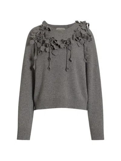 Alberta Ferretti Floral-appliqué Sweater In Gray