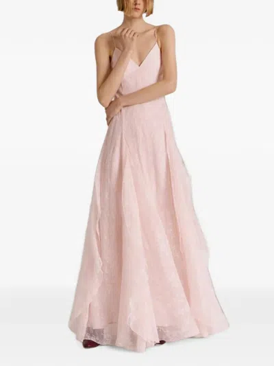 Alberta Ferretti Floral-lace Maxi Dress In Pink