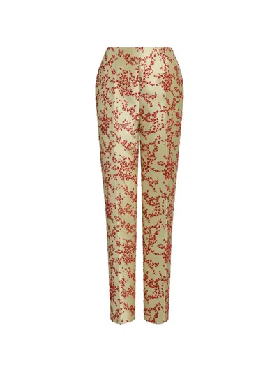 Alberta Ferretti Floral-pattern Trousers In Green
