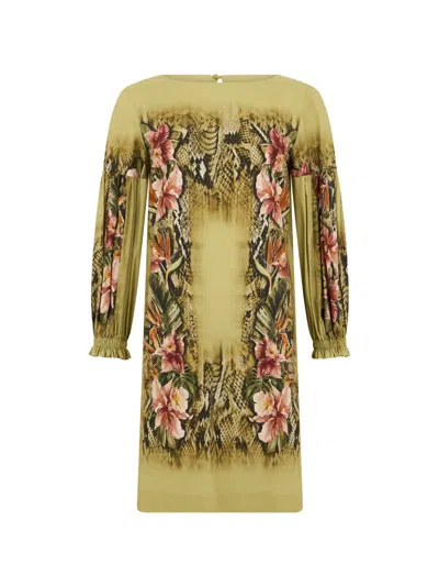 Alberta Ferretti Floral-print Animal-print Mini Dress In Green