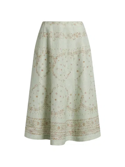 Alberta Ferretti Floral-print Flared Skirt In Multi