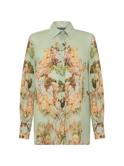 Alberta Ferretti Floral-print Silk Shirt In Multi