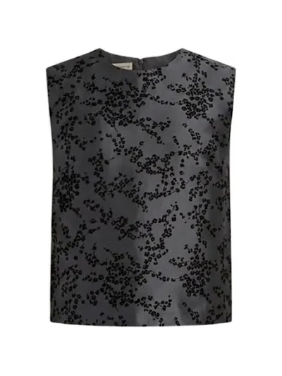 Alberta Ferretti Floral-print Sleeveless Blouse In Blue