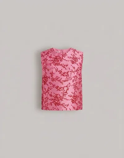 Alberta Ferretti Floral-print Sleeveless Blouse In Pink
