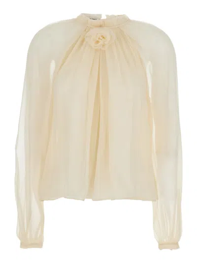 Alberta Ferretti Women Flower Blouse In Yellow