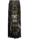 Alberta Ferretti Flower Bomb-print Silk Skirtt In Green
