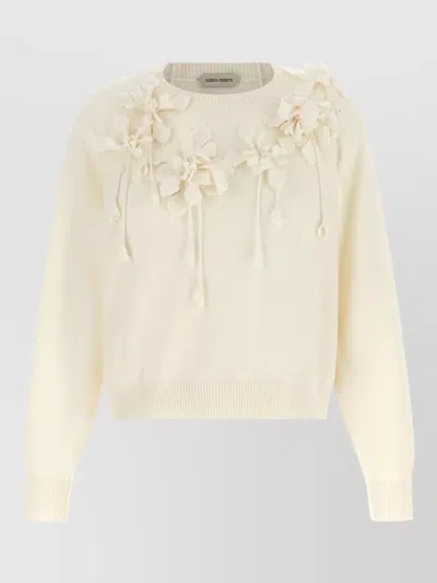 Alberta Ferretti Flower Knit Crew Neck Sweater In Pattern
