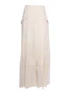Alberta Ferretti Flowing Beige Skirt With Button-down Front In White