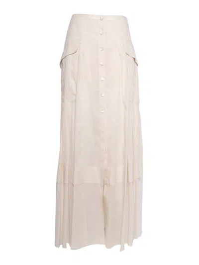 ALBERTA FERRETTI FLOWING BEIGE SKIRT WITH BUTTON-DOWN FRONT