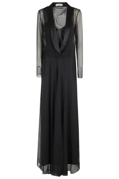 Alberta Ferretti Flowing Black Silk Maxi Dress