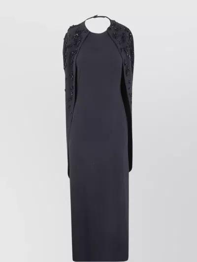 Alberta Ferretti Flowing Cape Dress Halter Neck In Blue