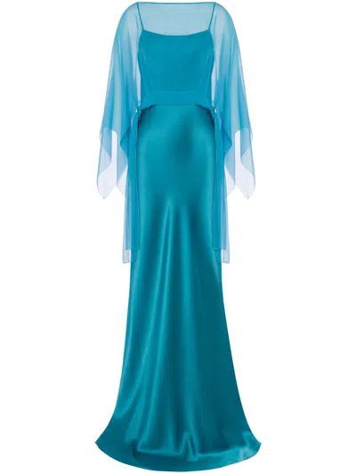 Alberta Ferretti Flowing Dress With Refined Feminine Silhouette In Blue