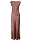 Alberta Ferretti Flowing Maxi Dress With Cap Sleeves And V-neckline In Brown