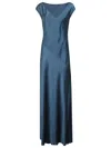Alberta Ferretti Flowing Maxi Dress With Cap Sleeves In Blue