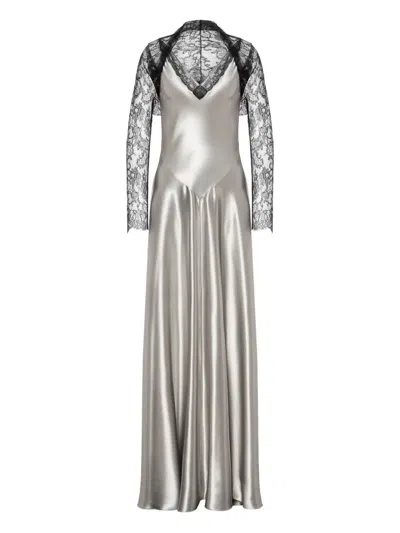 Alberta Ferretti Flowing Silhouette Dress With Delicate Draping In Metallic
